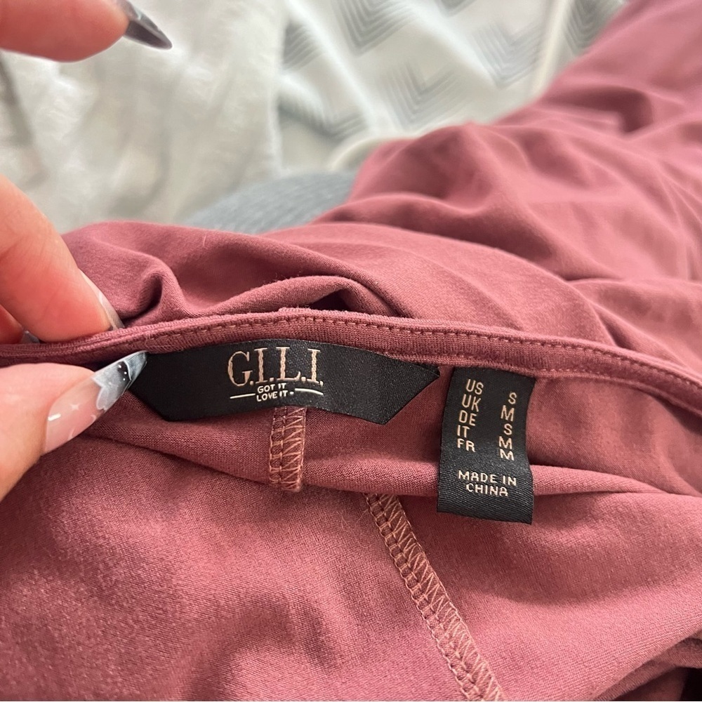 G.I.L.I. Mauve Soft Knit Midi Dress – V-Neck 3/4 Sleeve Minimalist Style S - Picture 7 of 8